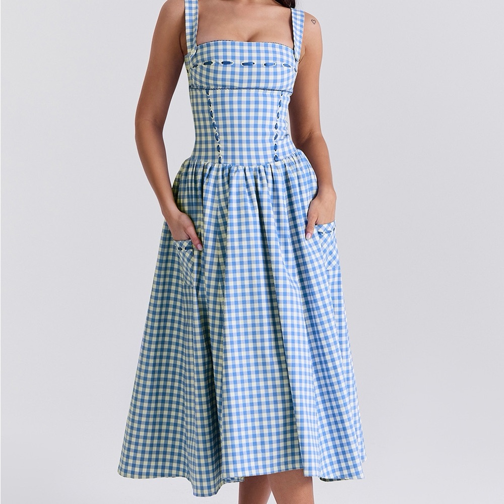 SOLD OUT NWT House of CB Viven Gingham MIDI Dress Sz Small